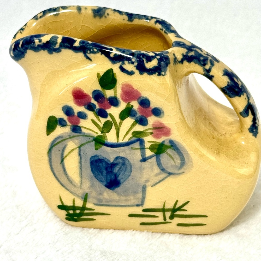 Alpine Potters Ohio Vintage Mini Ceramic Pitcher with Floral Design